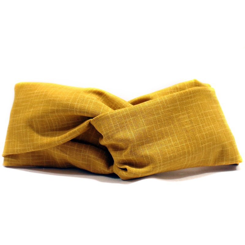 日式黃芥末 髮帶 - 髮飾 - 棉．麻 黃色