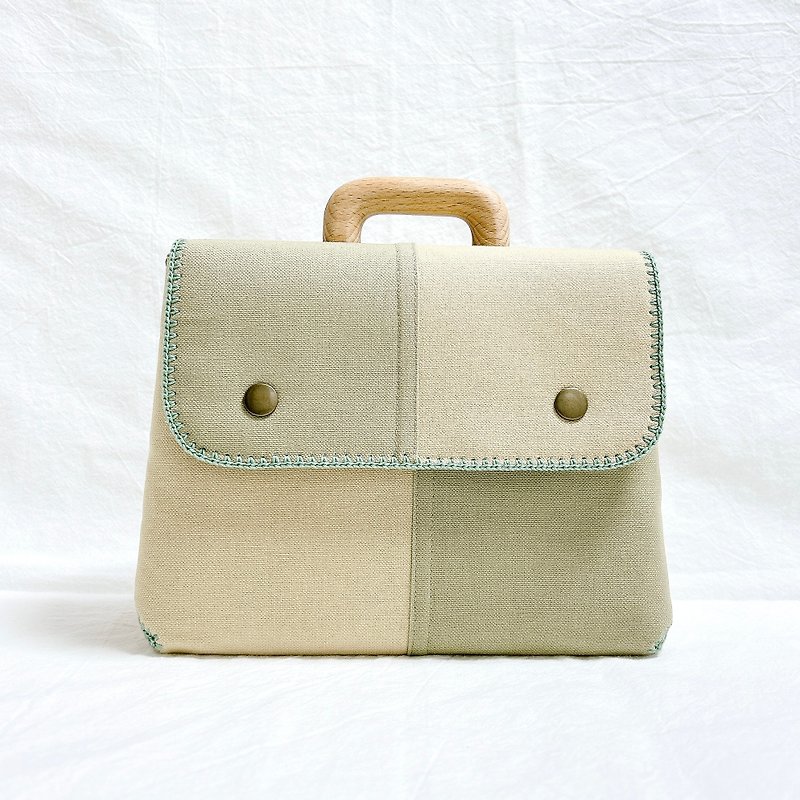 mini bag _ Color block B+B - 手提包/手提袋 - 其他材質 卡其色
