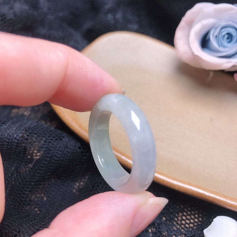 【Seeking fate】Ice green jadeite ring | International size 16 | Natural Burmese grade A jadeite - แหวนทั่วไป - หยก สีเขียว