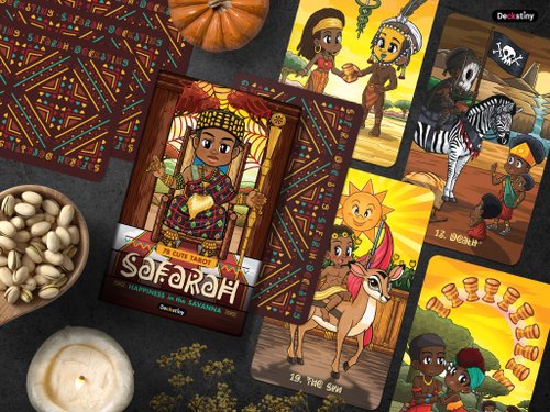 Deckstiny, the tiny destiny decks Safarah Tarot, Happiness in the Savanna