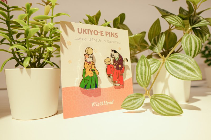 【金屬徽章】浮世繪貓- 貓咪的雜耍日常 | 歌川國芳 日本名畫 - 徽章/別針 - 其他金屬 多色