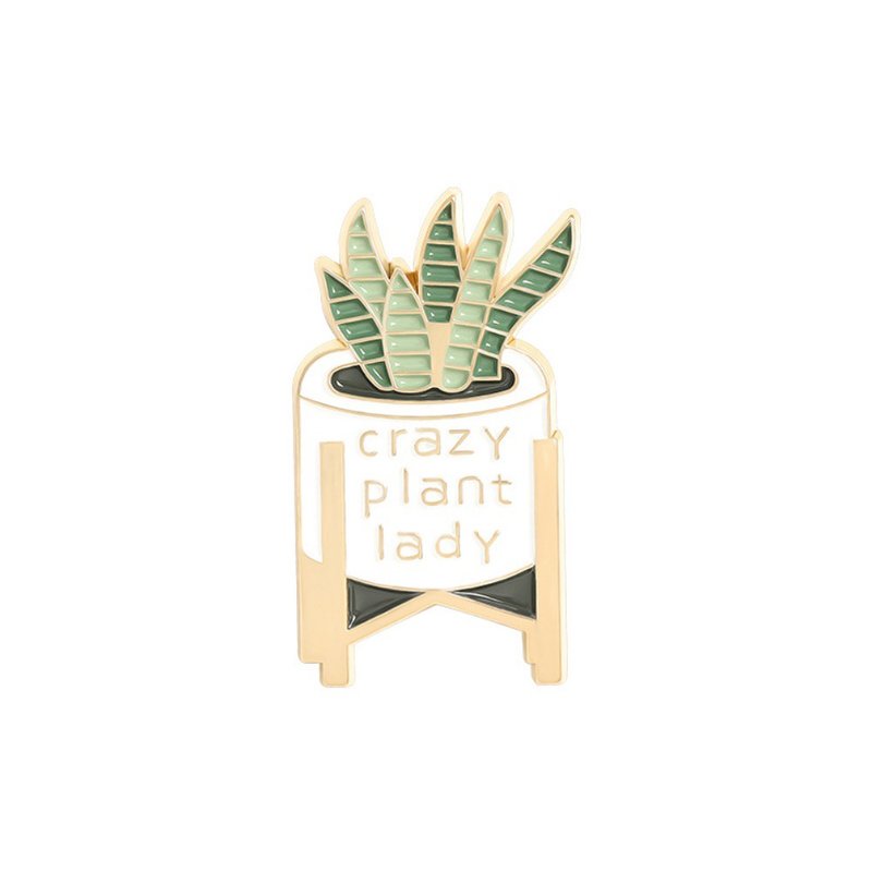 Bibi's fun and carefully selected - Wooden frame potted plant pins, brooches and badges are cute and carefully selected!! - เข็มกลัด/พิน - โลหะ 