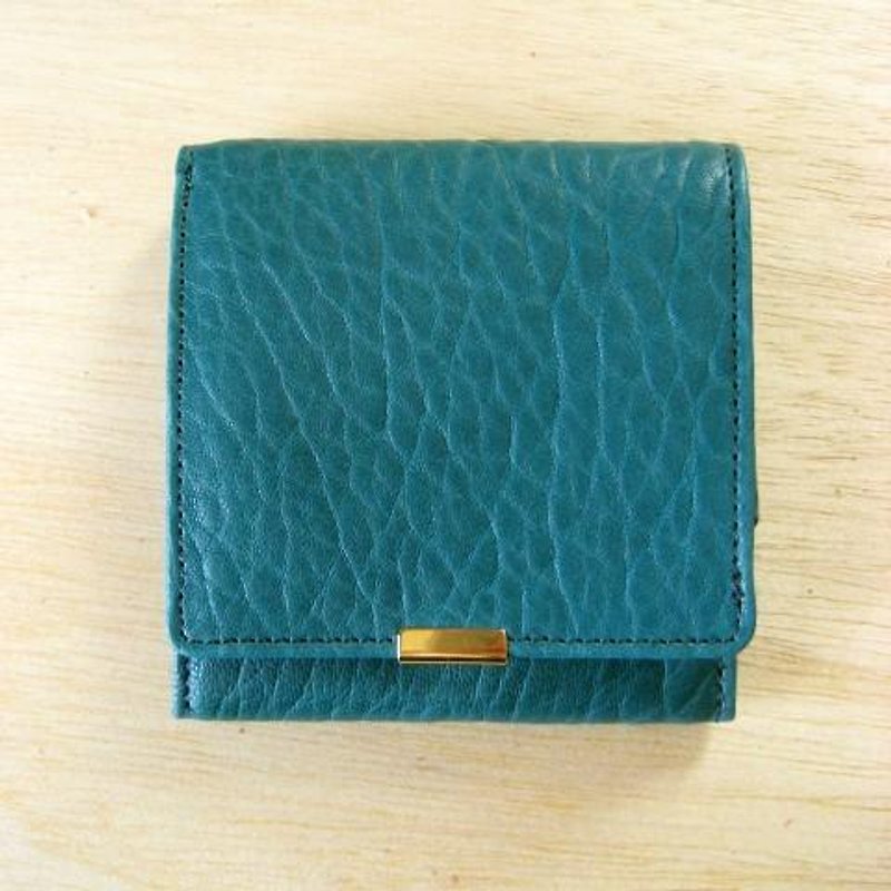 Mini wallet Peacock - กระเป๋าสตางค์ - หนังแท้ สีน้ำเงิน