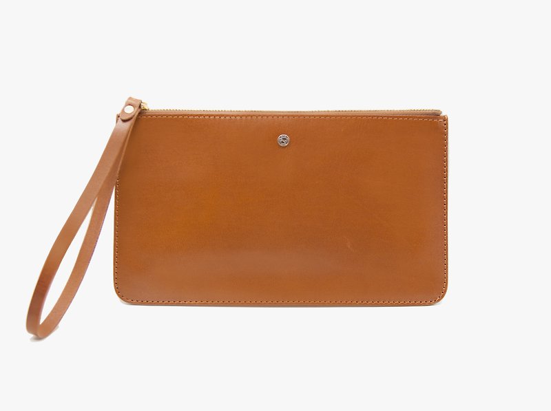 Pouch Wallet/ Clutch / Card Case / Leather / Handmade / Brown - กระเป๋าสตางค์ - หนังแท้ สีนำ้ตาล