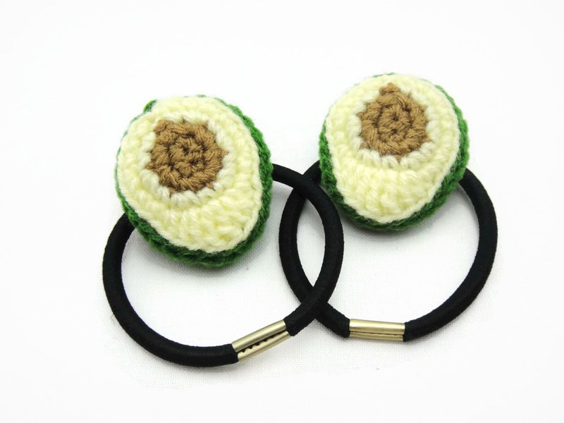 Crochet Elastic Hair Ties Accessories - Avocado Fruit - 髮夾/髮圈 - 聚酯纖維 綠色