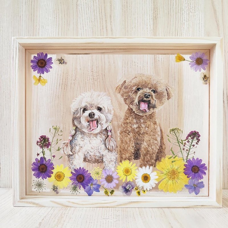 [Customized] Pet dog-dried flower embossing-transparent film photo frame-A4 A3 large - Picture Frames - Plastic 