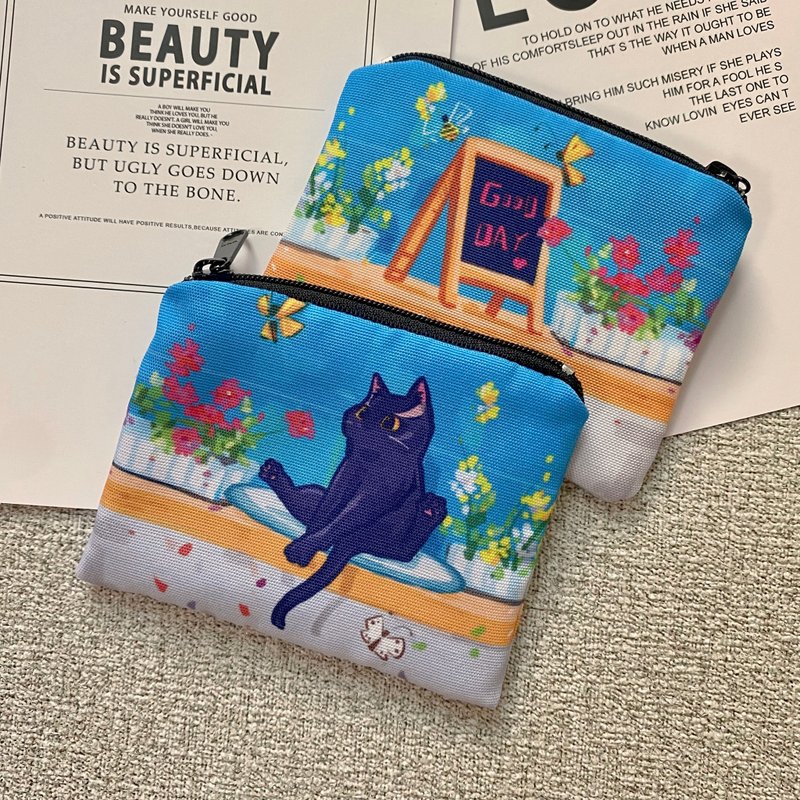 black cat coin purse - กระเป๋าใส่เหรียญ - เส้นใยสังเคราะห์ 