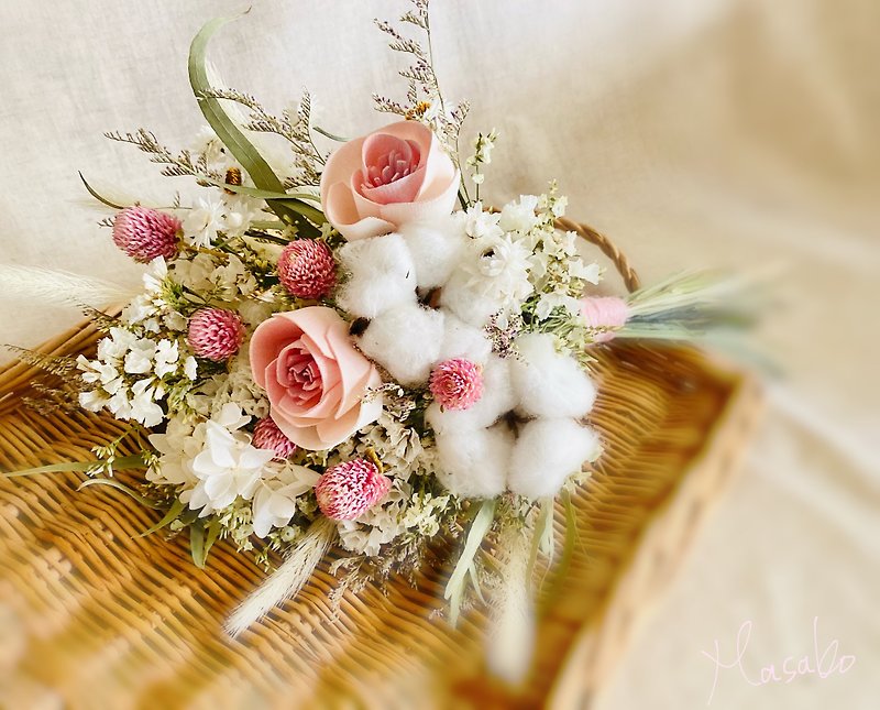Masako 2021 spring fresh bridal bouquet long dry bouquet - ช่อดอกไม้แห้ง - พืช/ดอกไม้ 