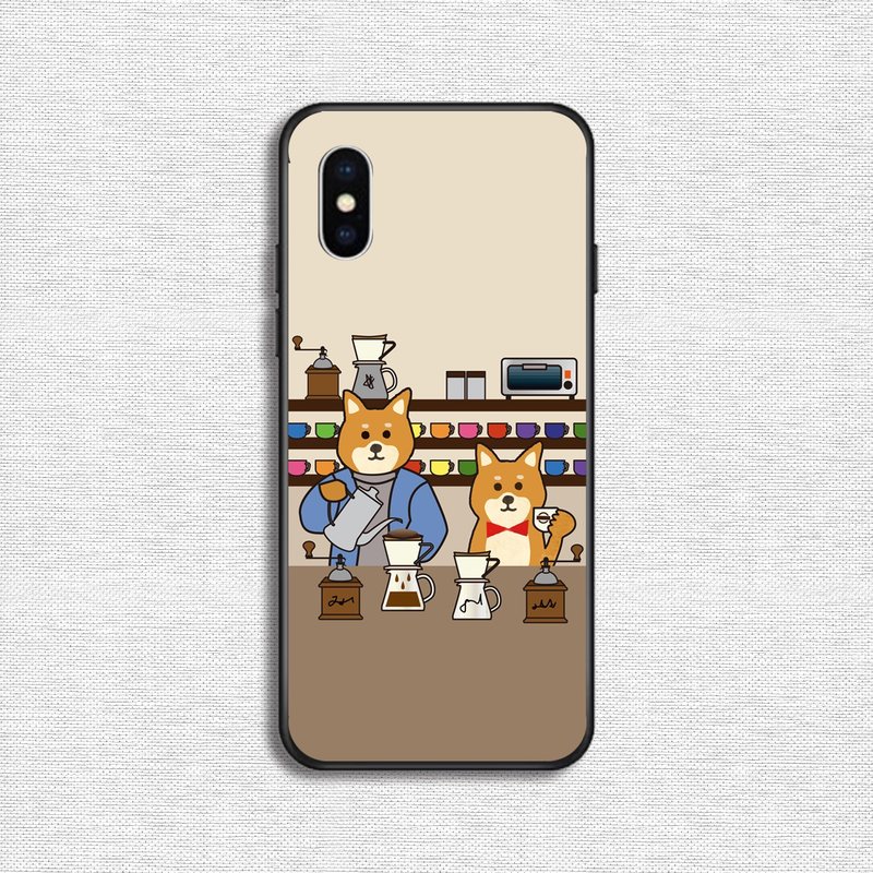 Shiba Inu hand brewed coffee phone case - เคส/ซองมือถือ - ซิลิคอน สีกากี
