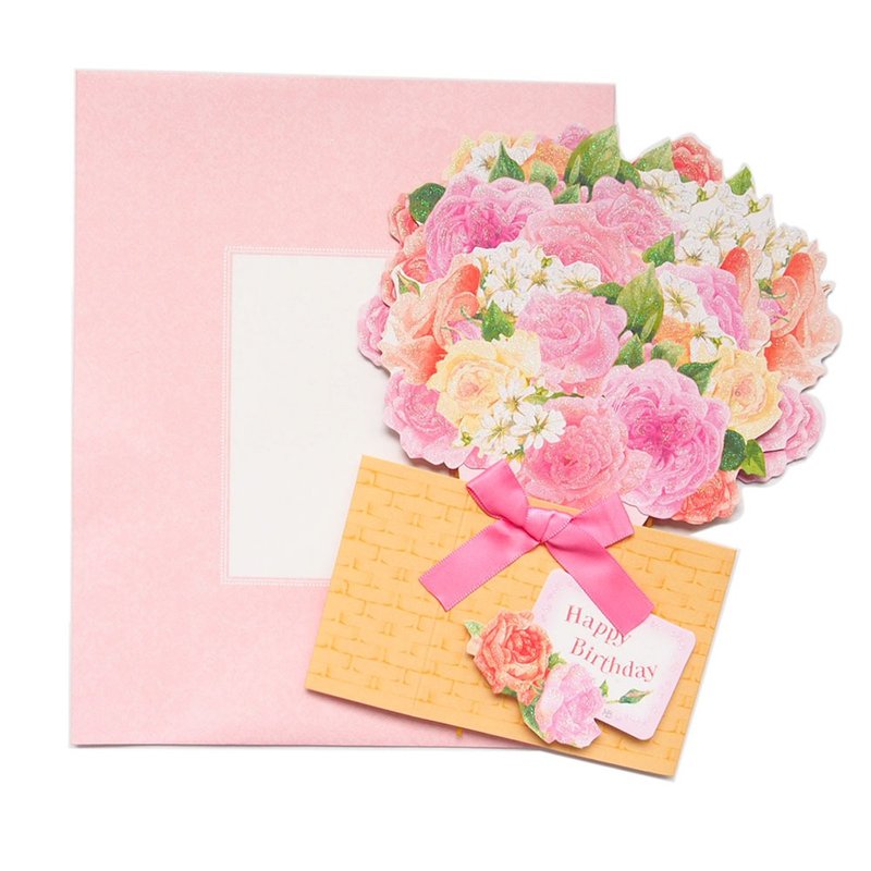 送你一束玫瑰花【Hallmark-JP日本立體卡片 生日祝福】 - 卡片/明信片 - 紙 多色