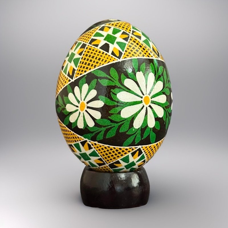 烏克蘭復活節彩蛋 純手工彩繪雞蛋殼 胡特爾式彩蛋 - 擺飾/家飾品 - 其他材質 黑色
