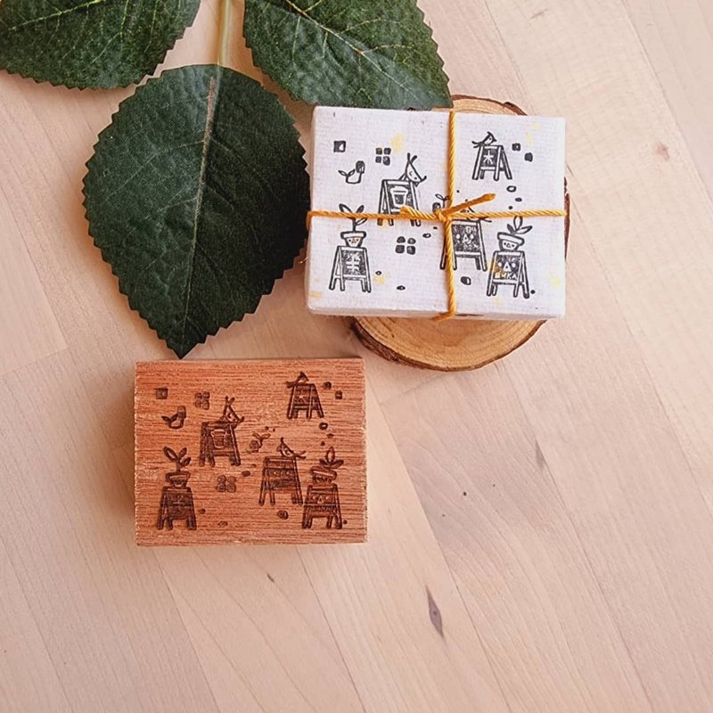 Cafe Board Rubber Stamp - ตราปั๊ม/สแตมป์/หมึก - ไม้ สีนำ้ตาล