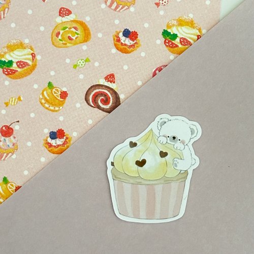 poco-moco しろくまとチョコチップカップケーキステッカー
