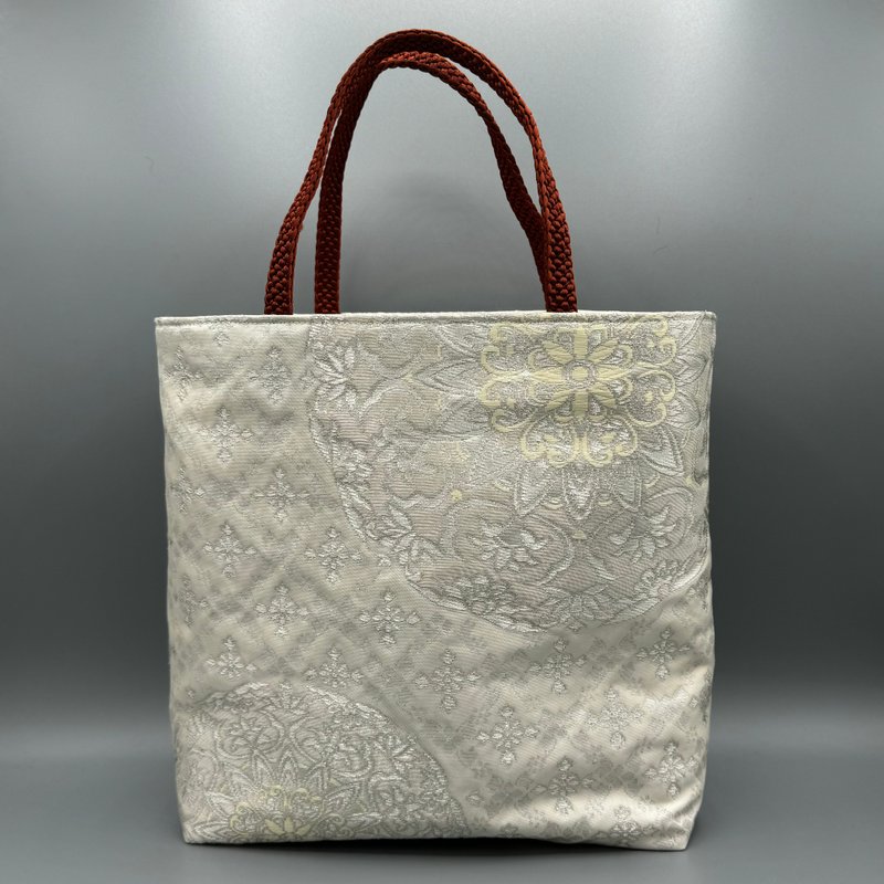 Kimono Obi Obijime Remake Tote bag - Handbags & Totes - Silk White