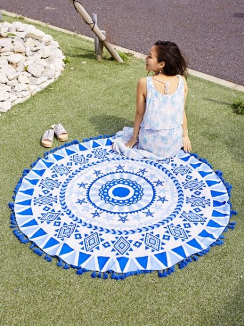 【Pre-order】 ✱ Mandala style tassel carpet / table towel ✱ (three) - Items for Display - Cotton & Hemp Multicolor