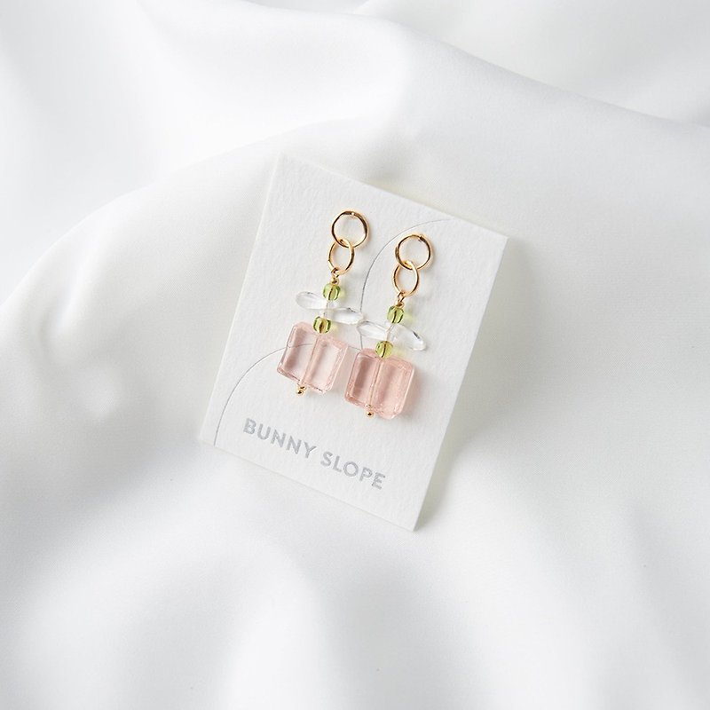 Earrings / Flying Flowers-Little Flying Flowers - Earrings & Clip-ons - Glass Pink