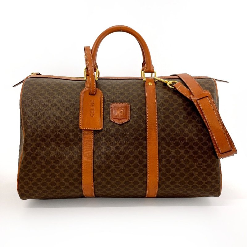 【日本直送 中古美品】セリーヌ CELINE ボストンバッグ 旅行バッグ トラベル マカダム PVC/レザー ブラウン ヴィンテージ - 其他 - 其他材質 咖啡色