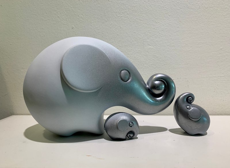 Elephant sculptur - 公仔模型 - 樹脂 白色