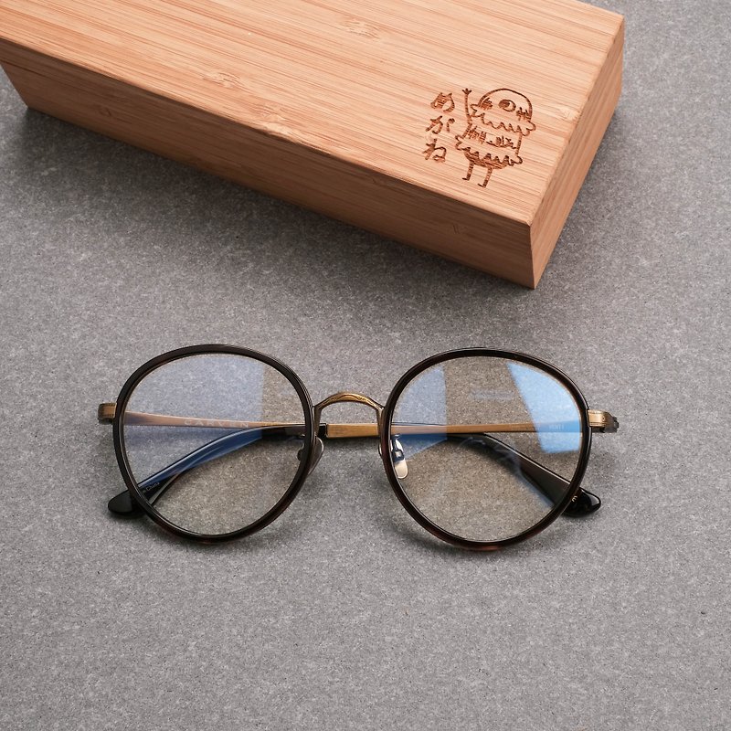 韓國復古圓框 大框 鈦框 鈦鼻墊  限量 眼鏡 鏡框 深玳瑁 - 眼鏡/眼鏡框 - 其他金屬 