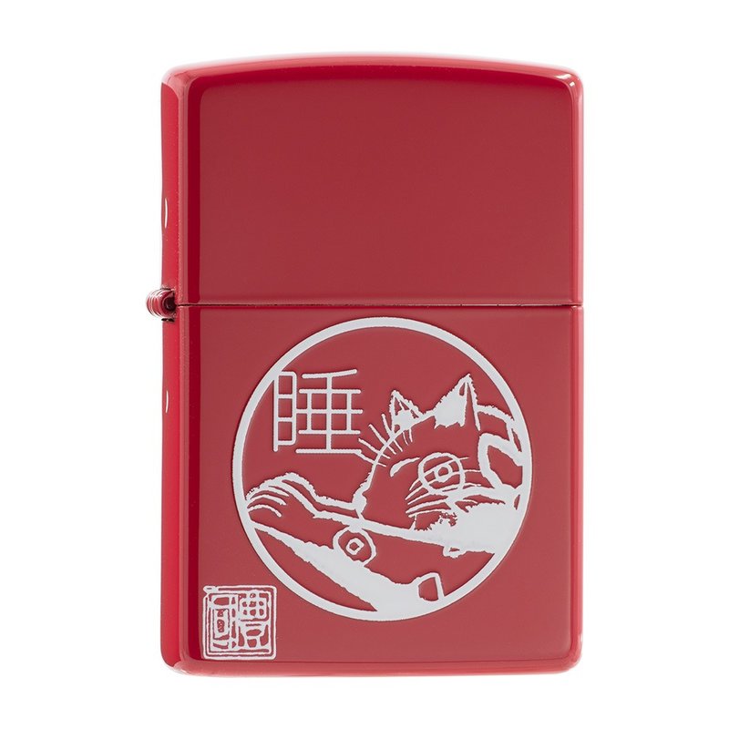 【ZIPPO官方旗艦店】本多風格 - 睡貓防風打火機 ZA-2-136B - 其他 - 銅/黃銅 紅色