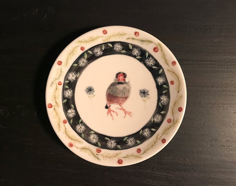 Hand-painted bird small dish - จานเล็ก - เครื่องลายคราม 