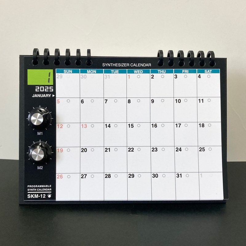 [2025 Calendar] Synth Calendar SKM-12 Monthly changing design Desk/Magnet - Calendars - Paper Black