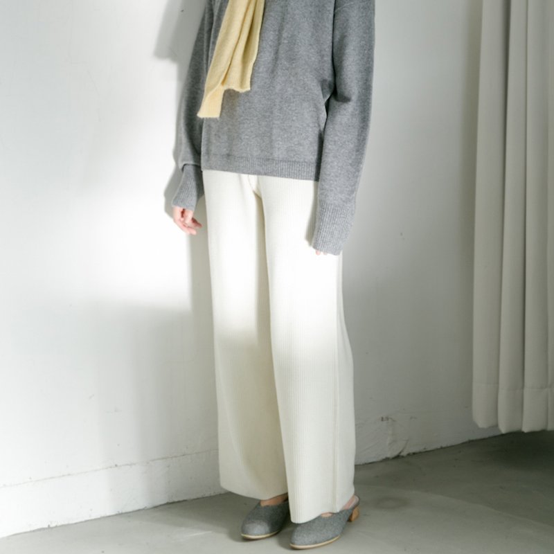Drawstring wool pants - กางเกงขายาว - ขนแกะ ขาว