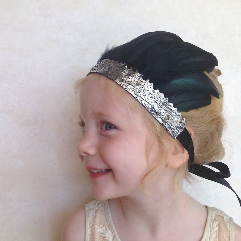 Black Swan Angel Feather Crown - Hair Accessories - Genuine Leather Black