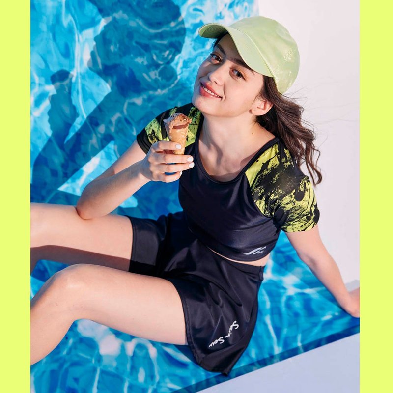 MIT 少女二件式 泳裝 限量發售 - 女泳衣/比基尼 - 尼龍 黑色