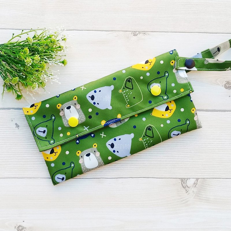 【Kids Cutlery Bag】Green Bear/Waterproof Material