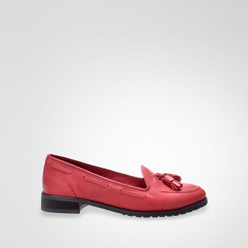 Classic red tassel loafers - รองเท้าอ็อกฟอร์ดผู้หญิง - หนังแท้ 