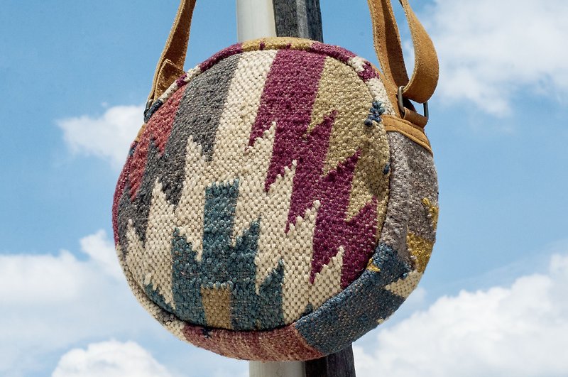National wind side backpack / handmade suede side backpack / carpet cross-body bag / boho cross-body bag - Sala Desert - Messenger Bags & Sling Bags - Cotton & Hemp Multicolor