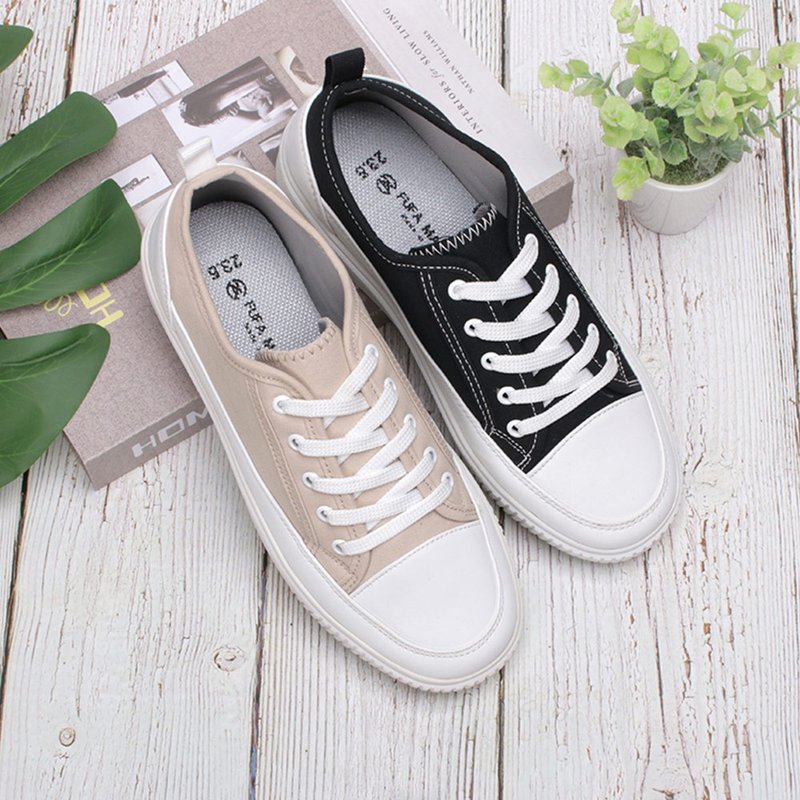 午後陽光拼接休閒鞋 1CK105 - 女休閒鞋/帆布鞋 - 其他材質 黑色