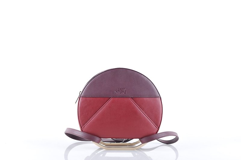 Glom 3-in-1 Bag in plum and sangria leather with gold hardware - Other - Genuine Leather Red