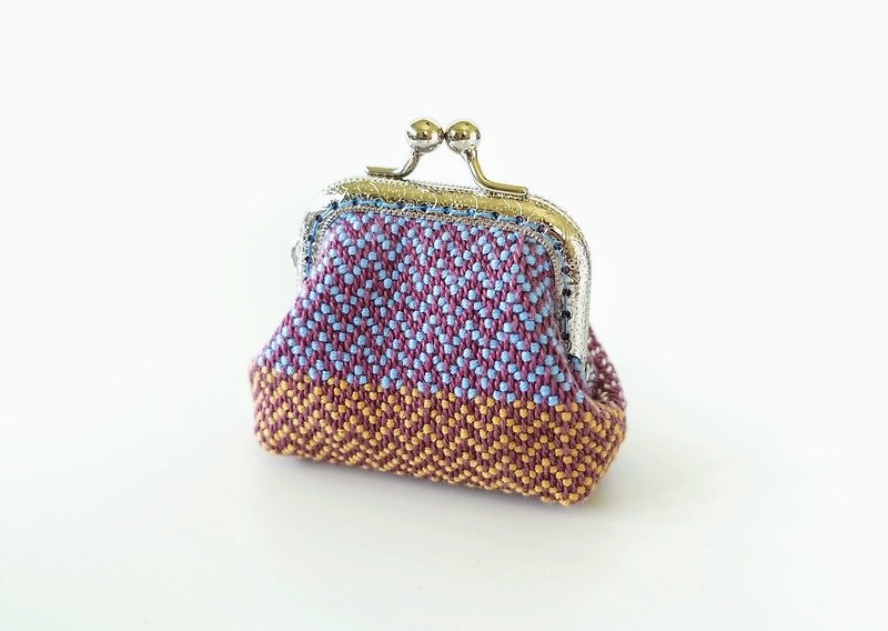 My Handwoven Mini Kisslock Purse - chevron pattern - Coin Purses - Cotton & Hemp Multicolor