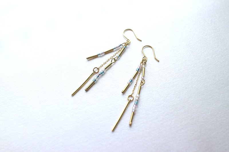 Colorful beads brass earrings - Earrings & Clip-ons - Copper & Brass Multicolor