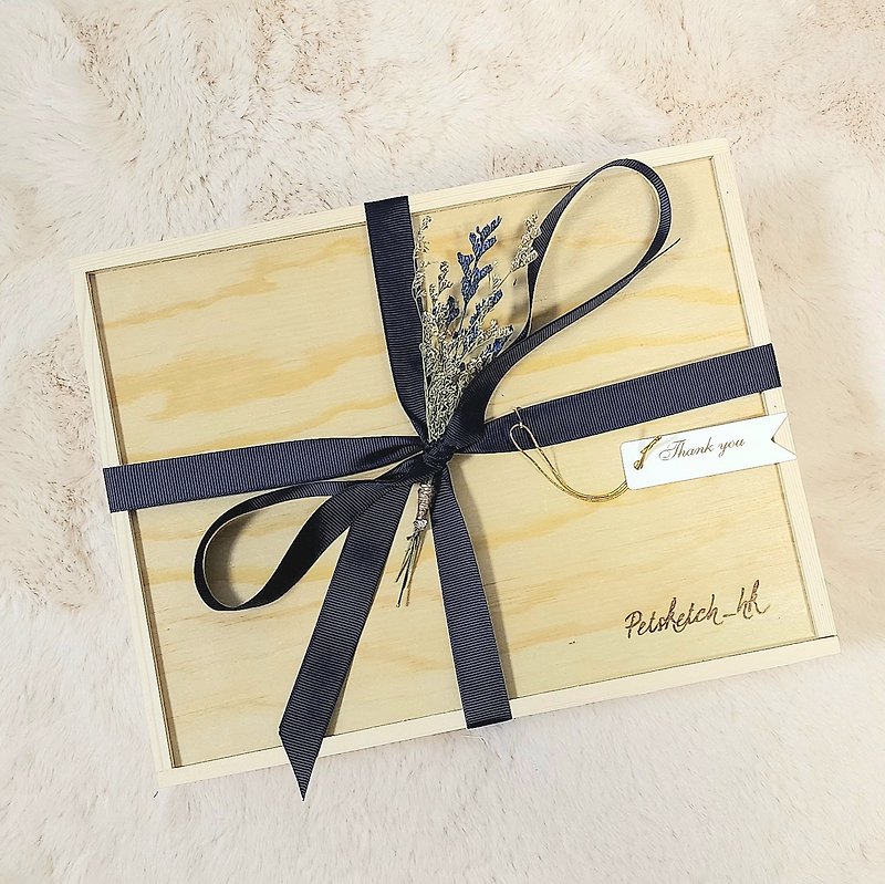 Petsketch hk wooden hand-painted gift box | wooden box | pet hand-painted | gift | - อื่นๆ - ไม้ 