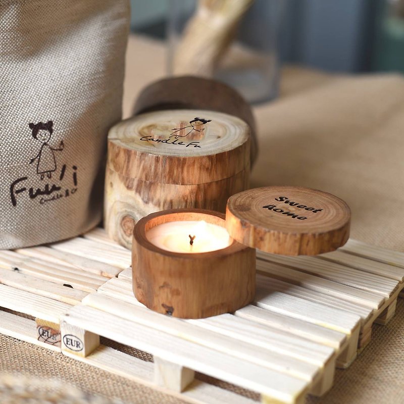 [Mother's Day Customized Gift] 150ml Fragrance Lavender Handmade Scented Candle Log Soy Candle - Candles & Candle Holders - Wood Brown