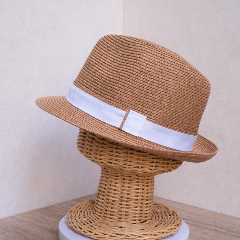 Paper Jazz Hat Holiday Style Paper Thread Woven Made in Taiwan - หมวก - กระดาษ สีนำ้ตาล