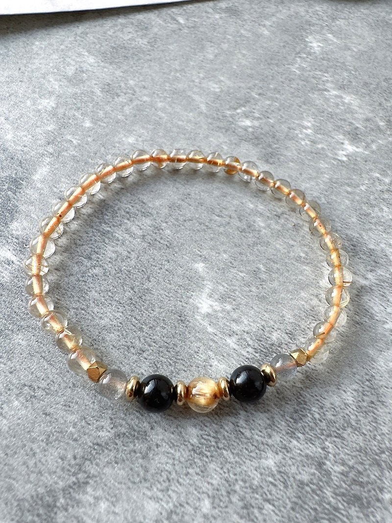 Xinchen-Mother's Day petty bourgeoisie boutique No. 2 titanium crystal gold luck stone - Bracelets - Crystal Yellow