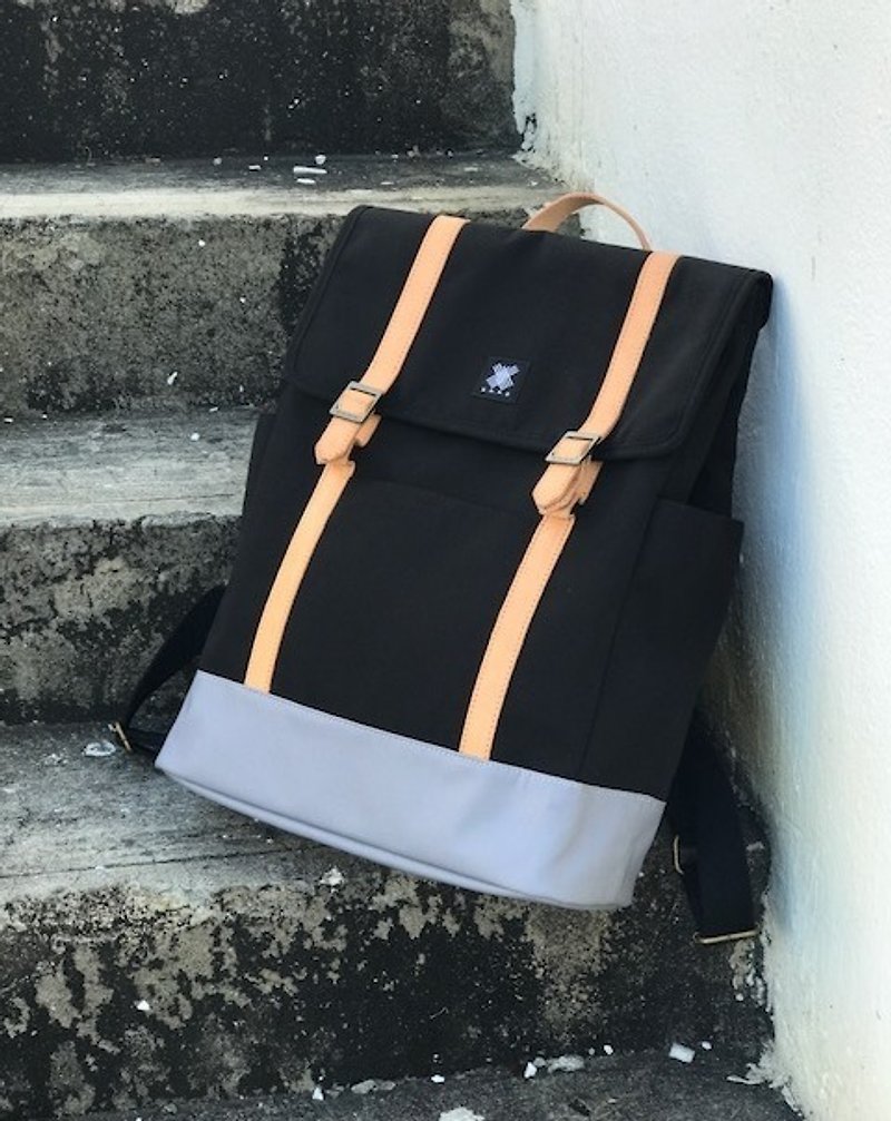URBAN BACKPACK/ RUCKSACK/CANVAS/ITALY LEATHER - BLACK - Drawstring Bags - Other Materials Black