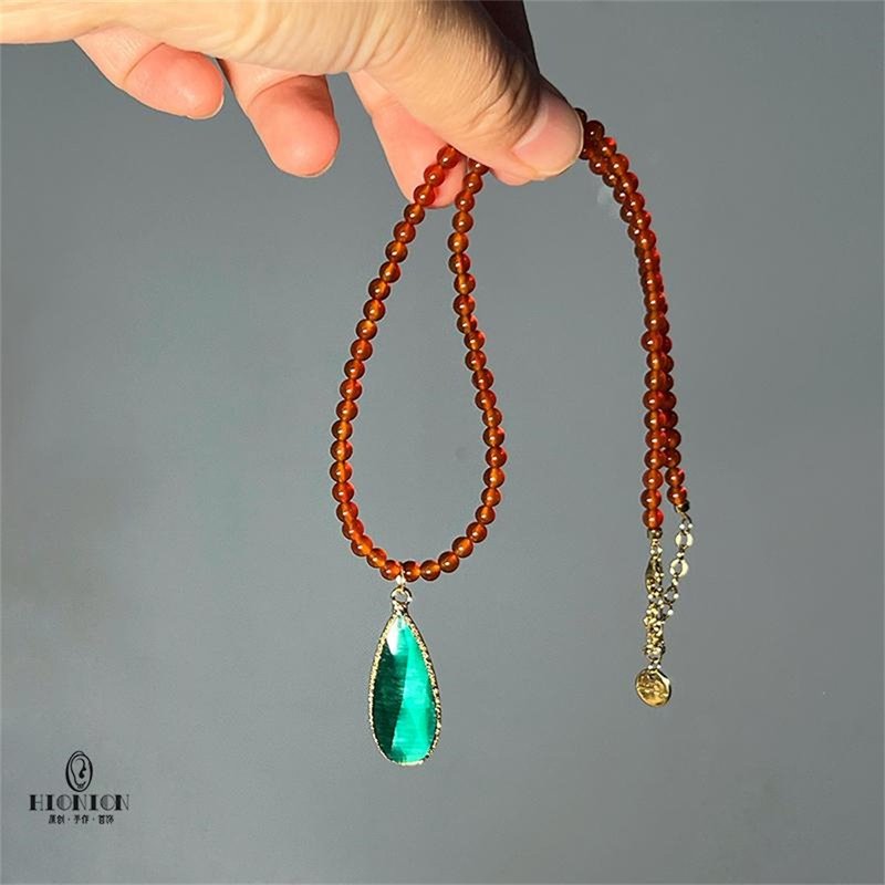 Han Palace Chunxiao ~ Original niche natural Stone beaded national style necklace for men and women clavicle chain new Chinese style - Collar Necklaces - Other Materials 