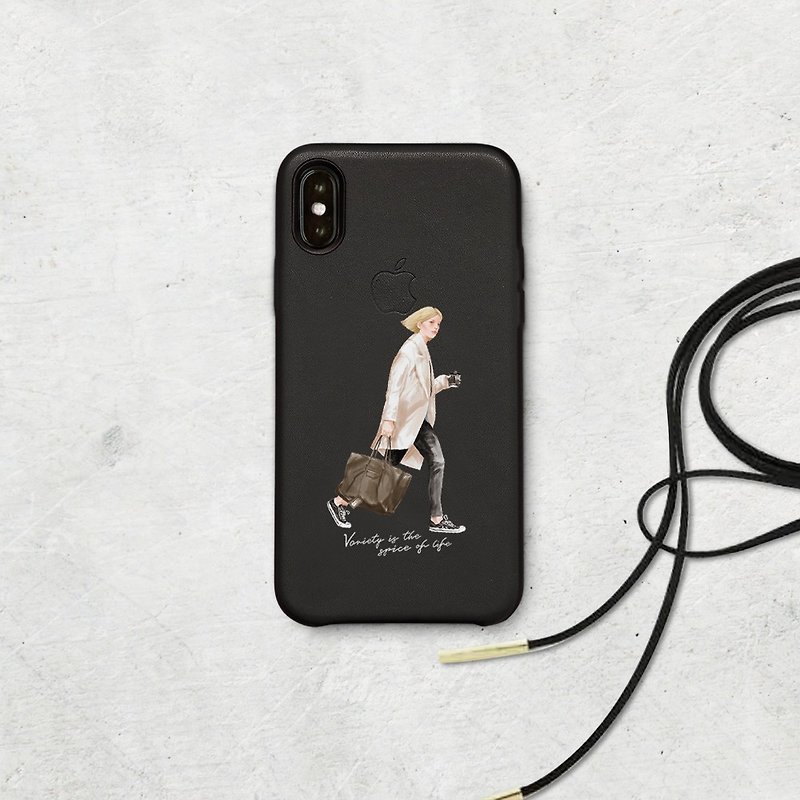 Personality girl vinyl leather iphone case for i7,i8,plus,iX,iXS,iXR,XS MAX,SE2 - Phone Cases - Faux Leather Black