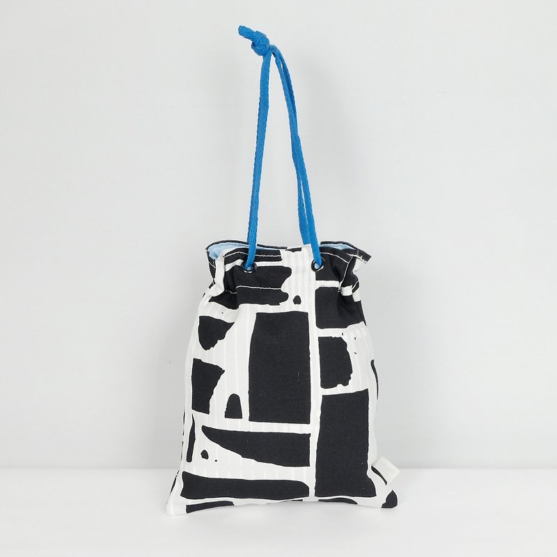 Eye beam mouth bag/universal bag/triple black and white (beam mouth, handbag, shoulder) - กระเป๋าเครื่องสำอาง - ผ้าฝ้าย/ผ้าลินิน สีดำ