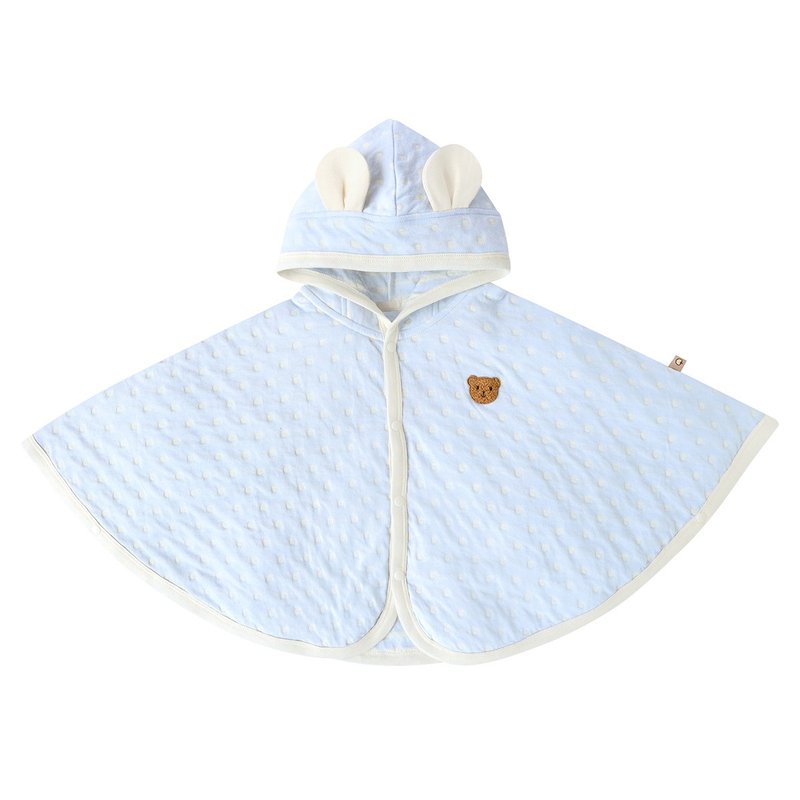 [SISSO organic cotton] Brownie Bear Double Woven Air Cotton Cloak - Coats - Cotton & Hemp Blue