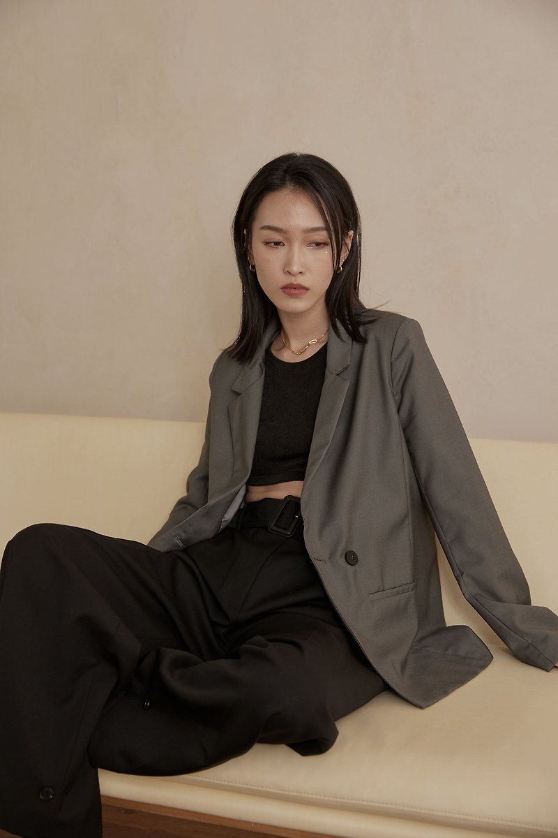 [Brand original] Madison neat and slim suit jacket intellectual and simple Stone green - Women's Blazers & Trench Coats - Polyester Gray