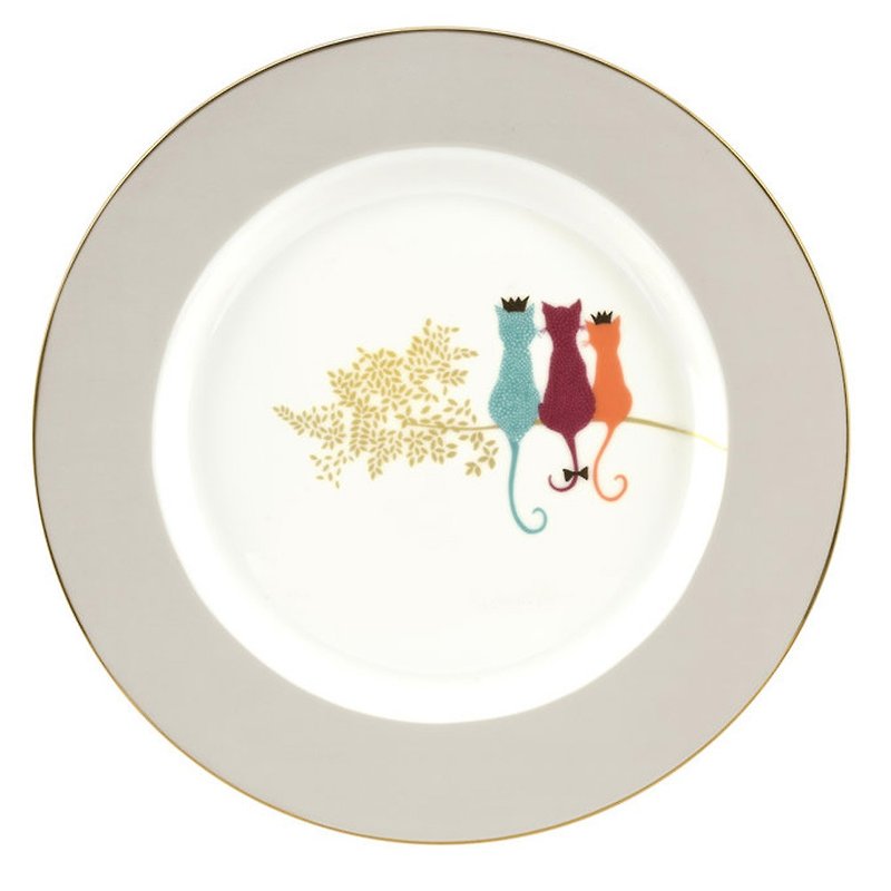 Sara Miller London for Portmeirion Piccadilly Collection Cake Plate - Cats - จานและถาด - เครื่องลายคราม ขาว