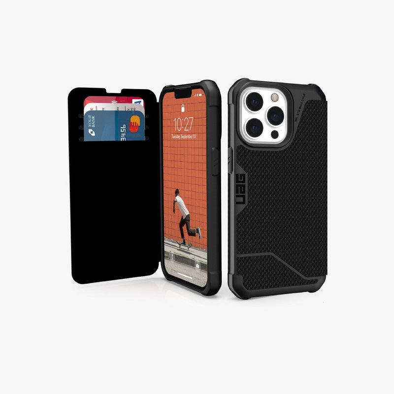 UAG iPhone 13 Pro 翻蓋式耐衝擊保護殼-軍用黑 - 手機殼/手機套 - 其他人造纖維 黑色