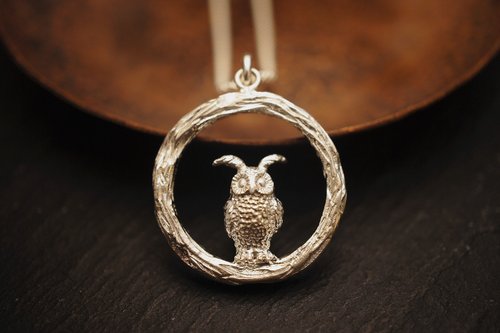 794729metalwork 925純銀 貓頭鷹吊墜 (不包括銀鏈)