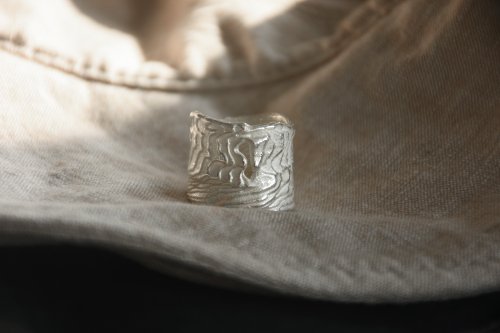 S-JEWELRY首飾店 925銀手工天然肌理純銀開口戒指 建議範圍港碼13-18號間